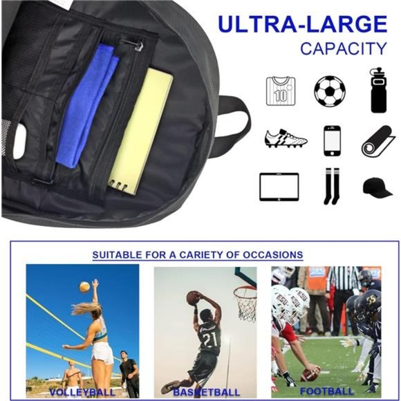 Youth Soccer Backpack with Shoes and Ball Compartment Sport Equipment Bags - Picture 4 of 7